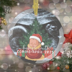 Ultrasound Ornament, New Baby Christmas Ornaments, Pregnancy Ornament, Expecting Ornament, Glass Newborn Ornament for Expecting Parents