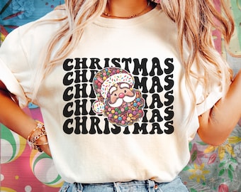 Retro Candy Christmas Santa T-Shirt: Holiday Party Shirt