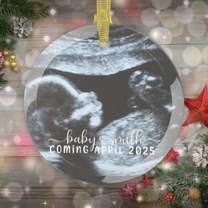 Glass Ultrasound Ornament, New Baby Christmas Ornaments, Pregnancy Ornament, Expecting Ornament, Glass Newborn Baby Announcement Ornament