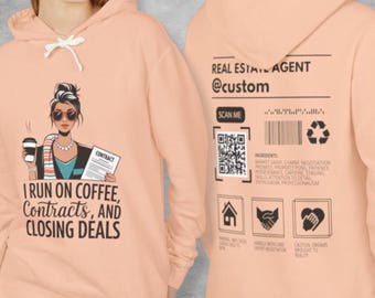 Personalized Real Estate Agent Hoodie – Coffee, Contracts, Closing Deals