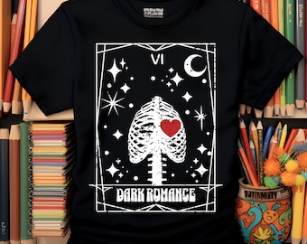 Dark Romance Tarot Card Tee: Book Lover Skeleton Shirt