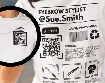 Personalized Eyebrow Stylist Custom T-Shirt, QR Code Brow Stylist Shirt, Custom Beautician Tshirt, Brow Stylist Gift, Custom Eyebrow Stylist
