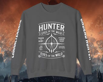 Customizable Warcraft Fan Hunter Sweatshirt - Personalized Gaming Gift, Geeky Sweater, Gamer Apparel, Fantasy Gamer Gear, Unisex Jumper