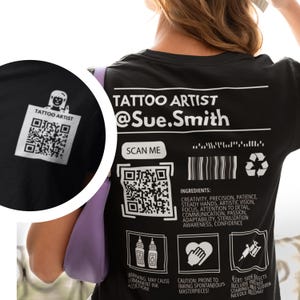 Personalized QR Code Tattoo Artist T-Shirt, Custom Comfort Colors Tee