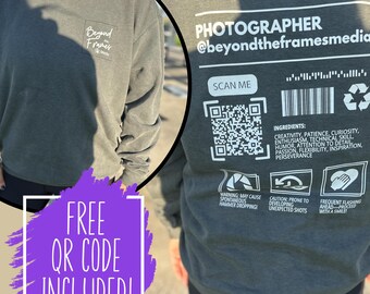 Custom Photographer Sweatshirt: Personalized QR Code Gift