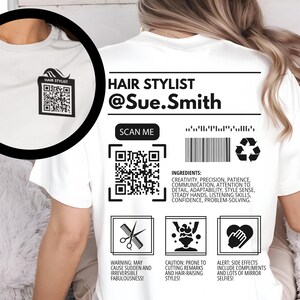 Personalized Hair Stylist T-shirt With Custom QR Code - Etsy