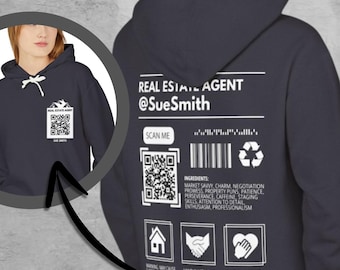 Custom QR Code Realtor Hoodie, Personalized Real Estate Agent Gift