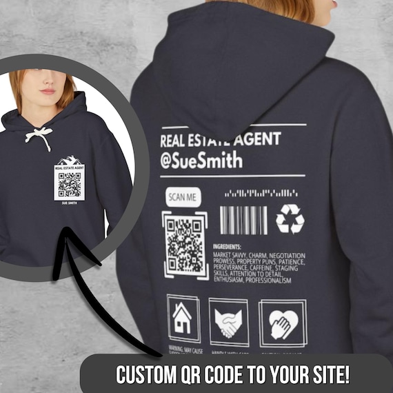 Custom QR Code Realtor Hoodie, Personalized Real Estate Agent Gift