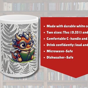 Cute Kawaii Dragon Reading Book Coffee Mug Bookish Gifts Booktok ...