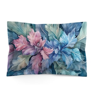 Pillow Sham with Acanthus Leaves Watercolor Art: Floral Cotton or Polyester, Standard or King Bedding