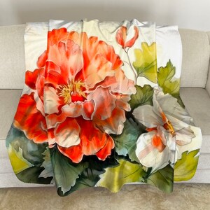 Sherpa Fleece Throw with Begonias Watercolor Art: Floral Plush Blanket