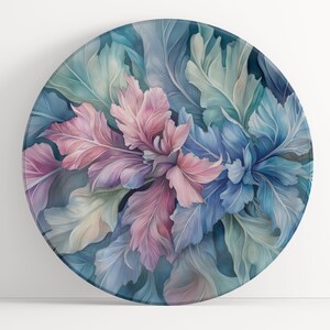 Plate with Acanthus Leaves Watercolor Art: Floral Unbreakable Indoor/Outdoor Dinnerware