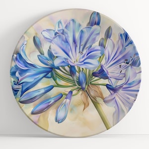 Plate with Agapanthus Watercolor Art: Floral Unbreakable Indoor/Outdoor Dinnerware