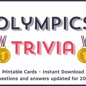 100 perguntas e respostas triviais sobre as Olimpíadas - atualizadas para o verão de 2024! Download digital instantâneo.