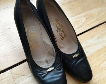 Vintage Salvatore Ferragamo zwarte klassieke schoenen eu 37 UK 4