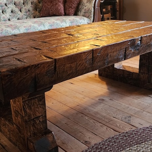 Rustic Farmhouse Coffee Table Hand Hewn with. Broad Axe