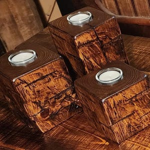 Rustic Candle Holder Hand Hewn