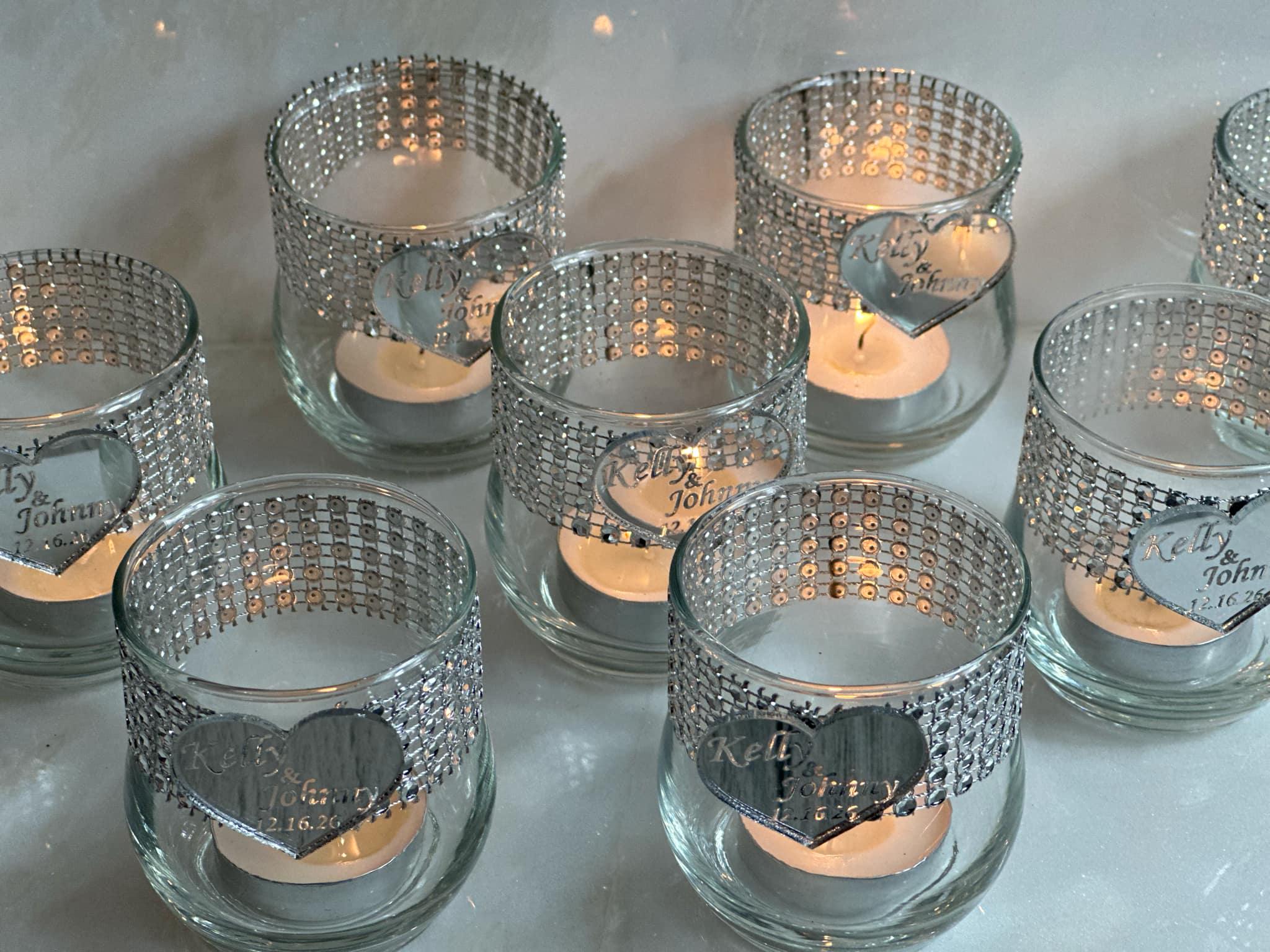 Sparkly Silver Votive Candle Holders, Bling Glam Party Favors for