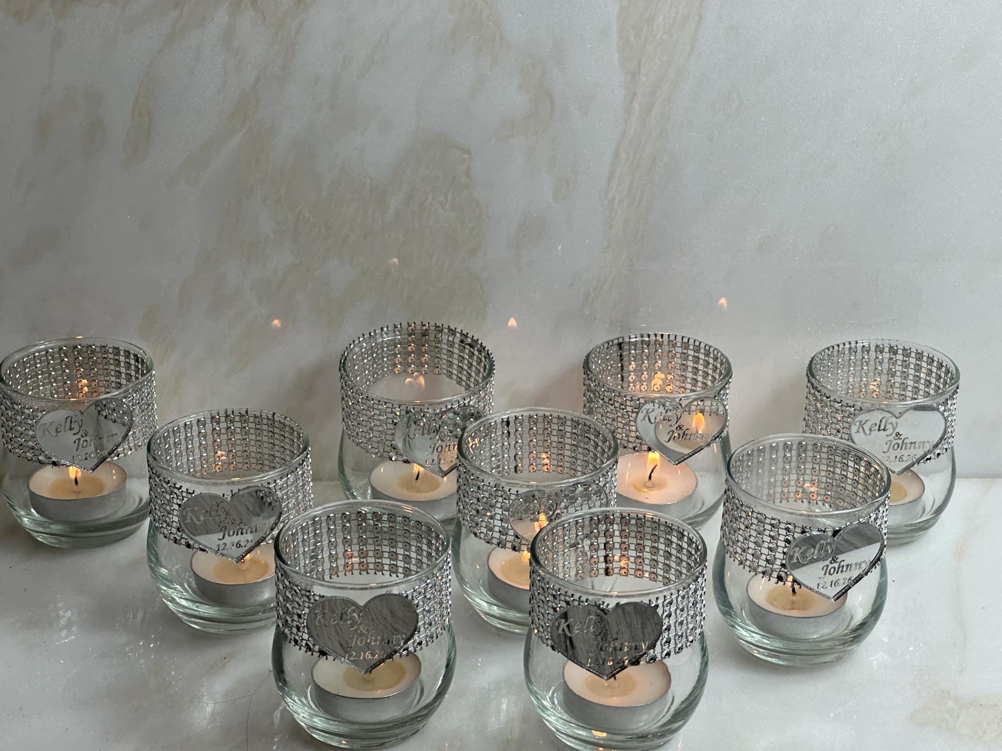 Sparkly Silver Votive Candle Holders, Bling Glam Party Favors for