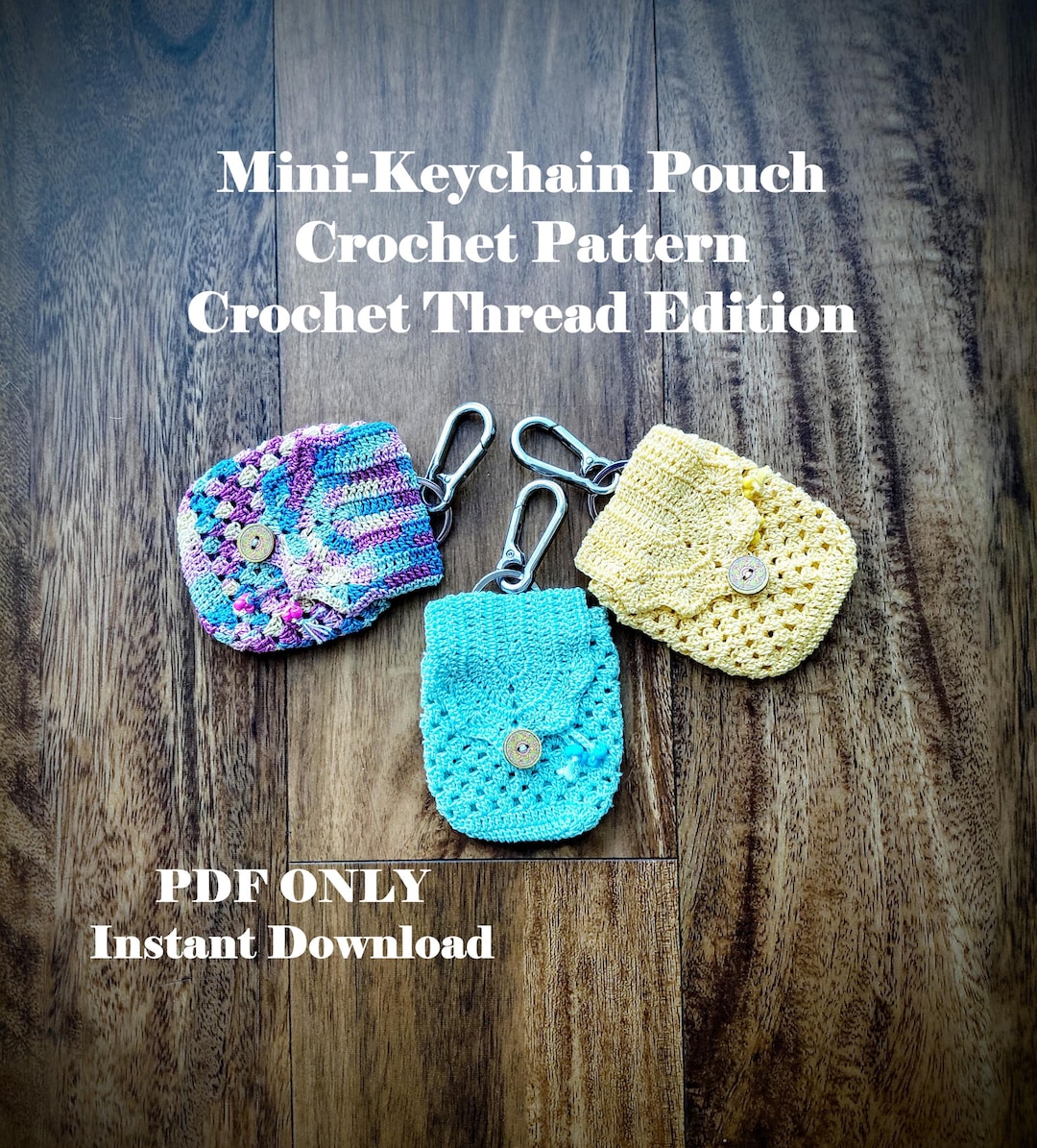 Mini Keychain Pouch Crochet Pattern Crochet Thread Edition. PDF Pattern ...