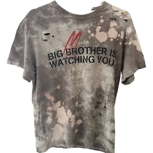 Roger Waters Big Brother Is Watching You Unisex Bleached Distressed T-Shirt - Size Medium