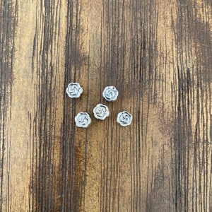 New Sterling Silver .925 Floral Roses Beads Double-Sided 6mm - Quantity: 5 Pcs.