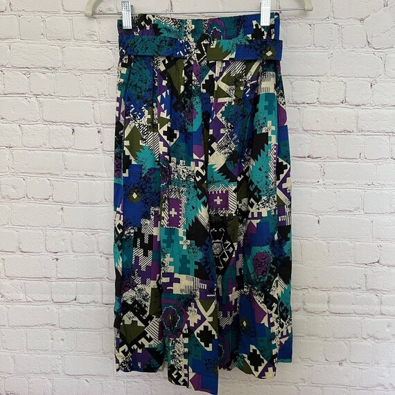 Vintage 1980's Palazzo Culottes Pants & Purple Bu… - image 6