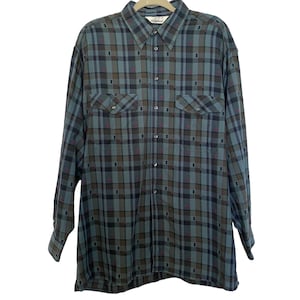 Gabicci 80er Vintage Herren Blau Kariertes Casual Button-Down Hemd - Größe XL