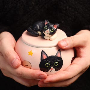 Custom Pet Memorial Urn Personalized Handmade Forget me not Dog Urn Handpainted Cat Urn Special Memory Ceramic Urn Pet Portrait Pet Loss