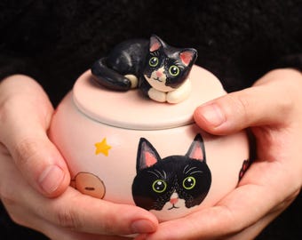 Custom Pet Memorial Urn Personalized Handmade Forget me not Dog Urn Handpainted Cat Urn Special Memory Ceramic Urn Pet Portrait Pet Loss