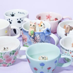 Custom Cute Pet Mug Handmade Personalized Unique Dog Coffee Mug Handpainted Ceramic Cat Mug Unique Gift for Pet Lovers Housewarming Gift Y2K