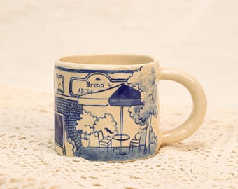 Personalized Handpainted House Photo Ceramic Mug Monochrome Custom Scene Kitchen Decor Unique Custom Tea Coffee Cup Gift for Drink Lovers