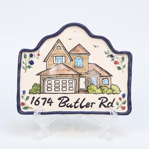 Custom Watercolor House Portrait Ceramic Plaque Personalized House sign Handpainted Home Portrait Farmhouse Plaque Memorial Outdoor Plaque