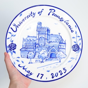 Personalized House Ceramic Plate Custom Handpainted Home Keepsake Platter Serving Heirloom Wedding Memorial Plate Anniversary Family HomeArt