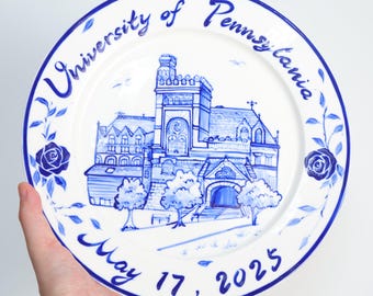 Personalized House Ceramic Plate Custom Handpainted Home Keepsake Platter Serving Heirloom Wedding Memorial Plate Anniversary Family HomeArt