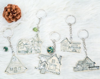 Custom House Keychain Personalized Handmade Ceramic Home Charm My First Home Keepsake Keychains New Home Unique Keyrings Housewarming Gift