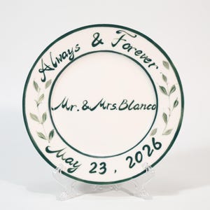 Plato decorativo personalizado conmemorativo para bodas, bandeja personalizada para aniversario de compromiso y novias, bandeja pintada a mano para recuerdos familiares.