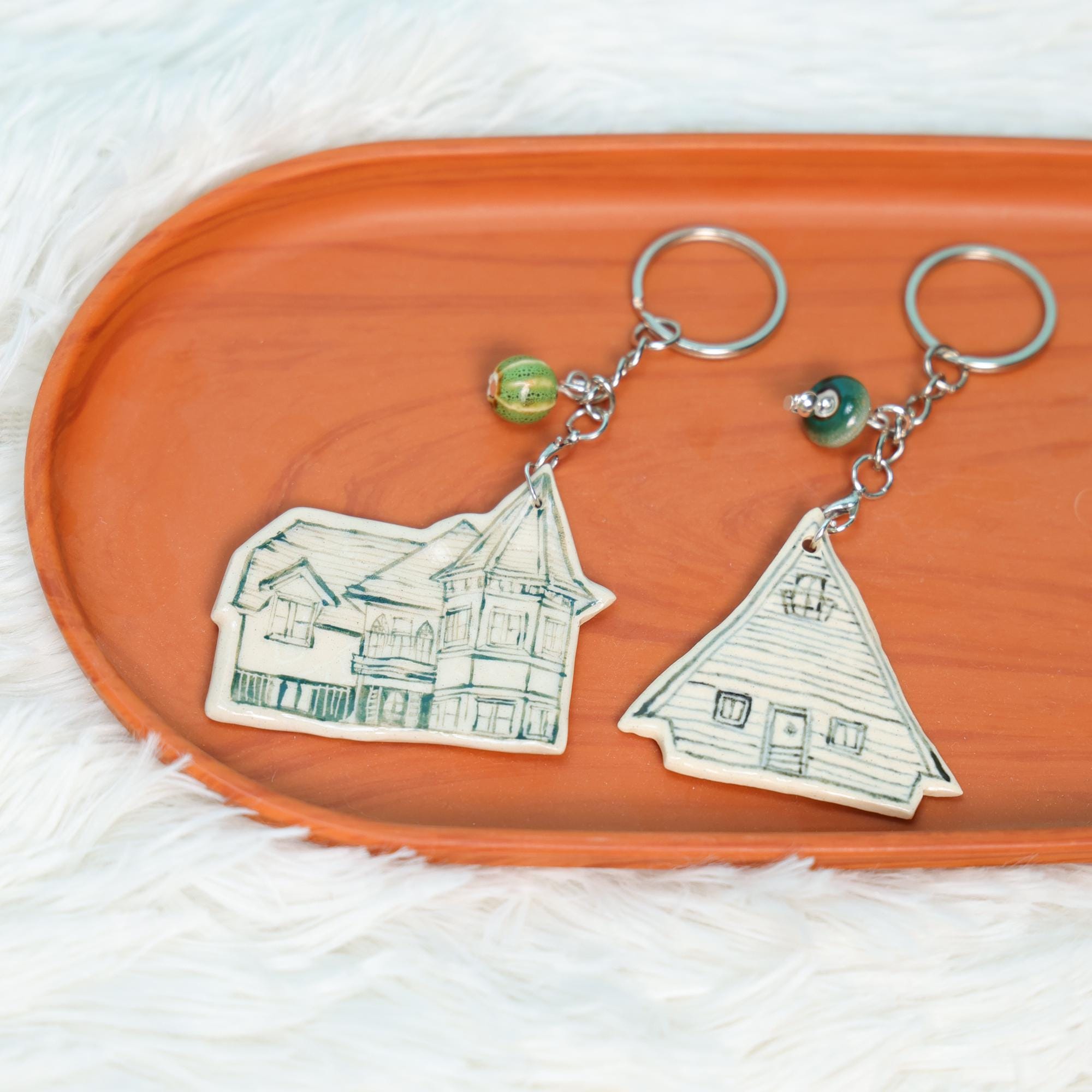 Custom House Keychain Personalized Handmade Ceramic Home Charm My First ...
