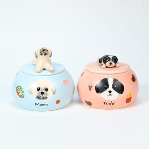 Custom Pet urn Forget me not Handmade Ceramic Cat urn Dog urn Special Memory Ceramic Urn Pet Portrait Personalized Memorial Pet Loss Urn