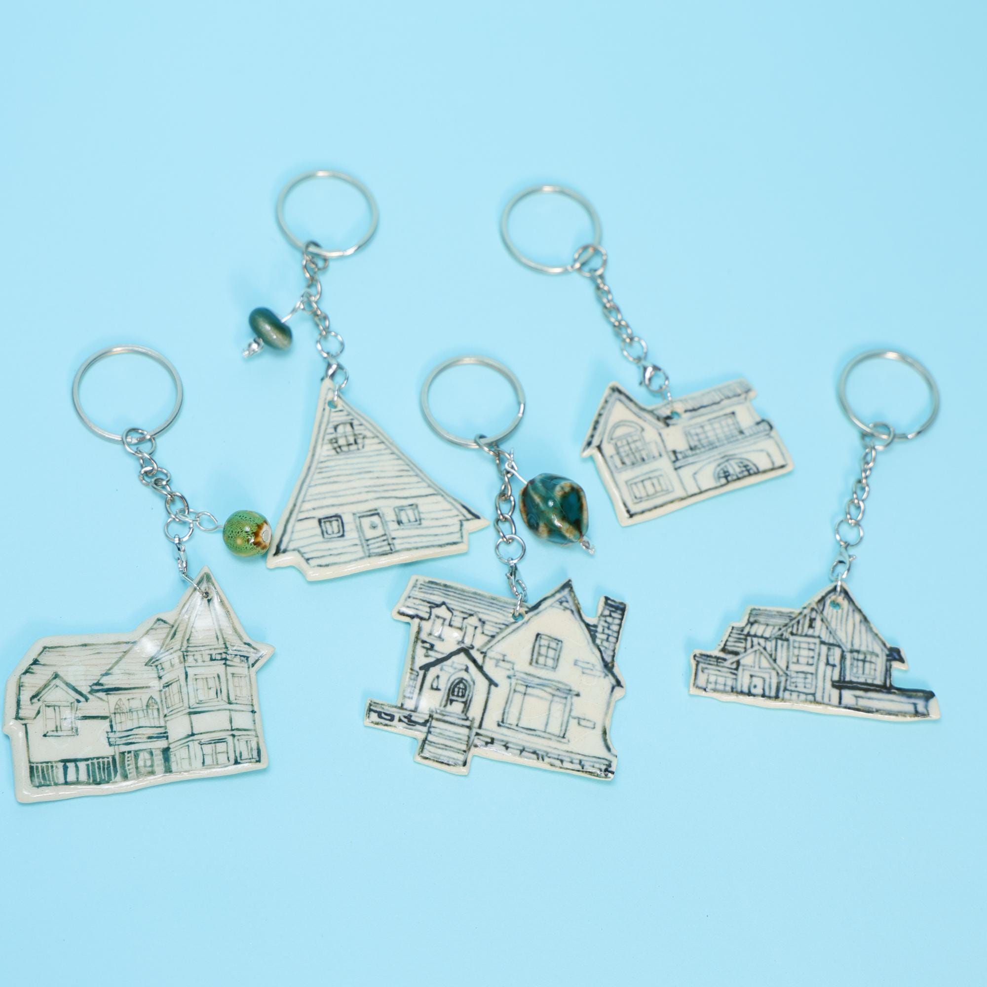Custom House Keychain Personalized Handmade Ceramic Home Charm My First ...
