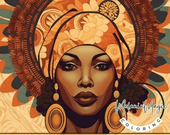 Culture Pages, African Inspired Coloring Pages, Melanin Coloring, Black Women Coloring Book HD Midjourney Images