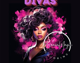 Melanated Divas Coloring, All-Ages Coloring Book, Black Art for Coloring, African American Coloring Pages