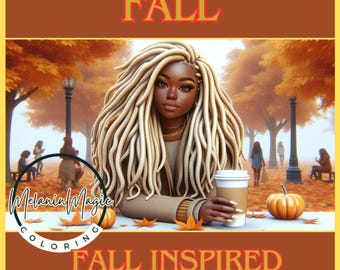 Melanated Fall Coloring Book, Fall Coloring Pages