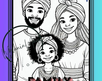 Melanated Family Coloring, All-Ages Coloring Book, Black Art for Coloring, African American Coloring Pages