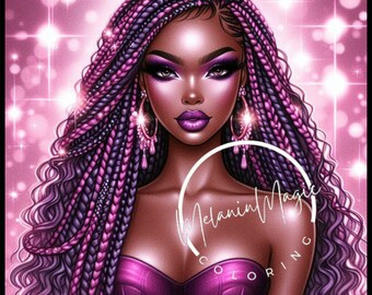 Ebony Coloring - Braided Beauties, All-Ages Coloring Book, Black Art for Coloring, African American Coloring Pages
