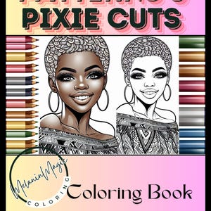 Patterns & Pixie Cuts Coloring Book, Melanin Coloring, Black Girls Coloring Book