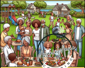 Libro para colorear de la reunión familiar negra