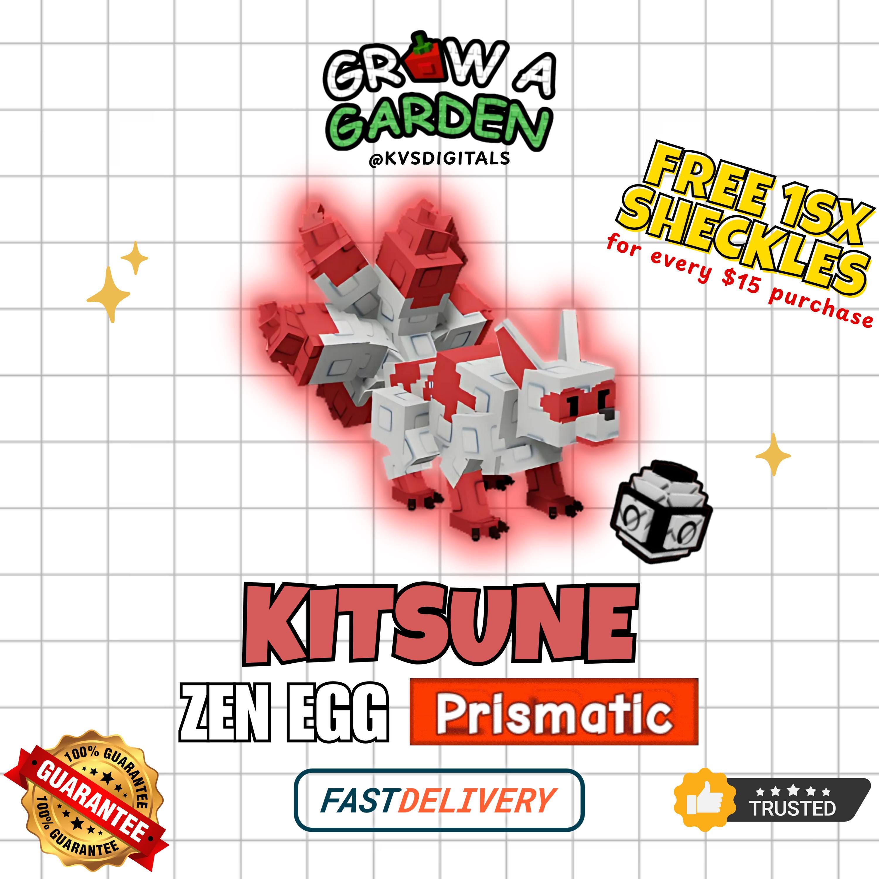 Roblox Grow A Garden - Kitsune 1 Piece | Zen Egg | Prismatic Pet