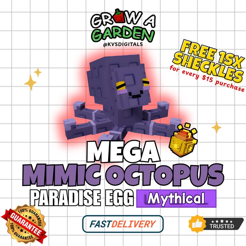 Code/item Roblox 'Mimic Octopus Grow A Garden' - Livraison Rapide 1h, Personnalisable, Neuf