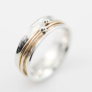 Narrow Orbit Spinner Ring with Hammered Texture, spinner ring, meditation ring, statement ring, fidget ring, spinning ring, sterling silver